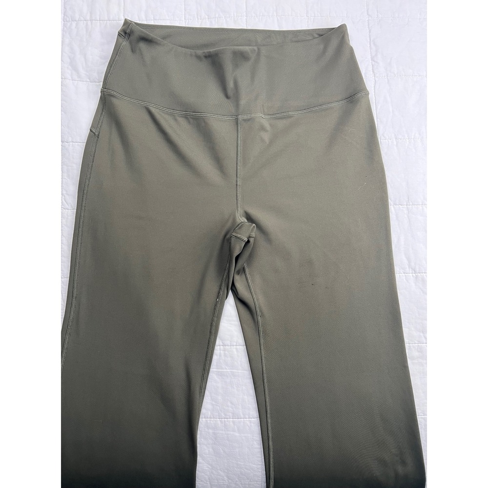 Athletic Works Womens Flare Leggings Olive Green‎ High Waist Lounge Workout Sz L